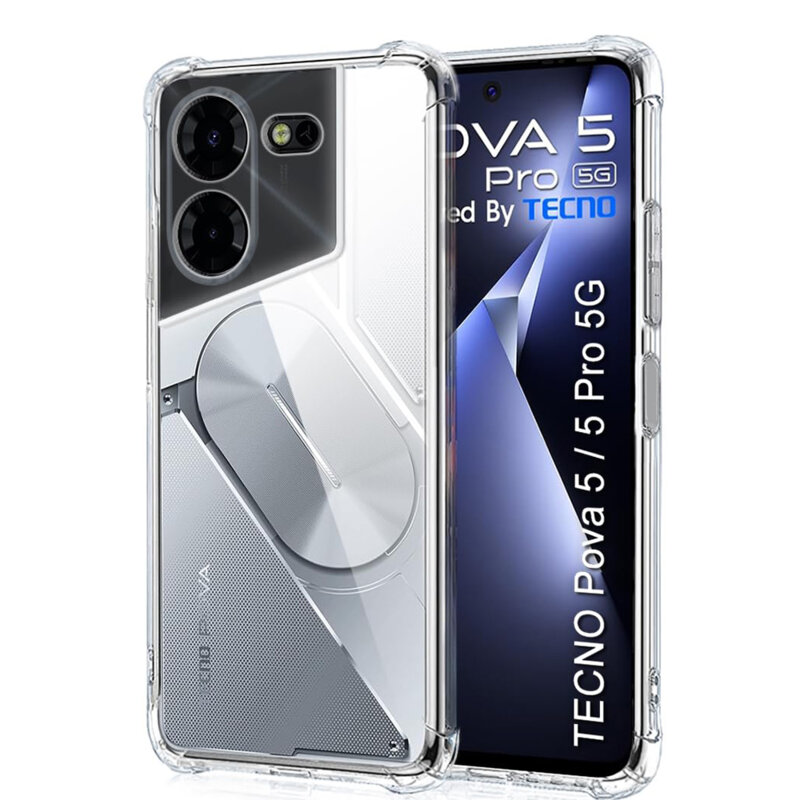 Husa Tecno Pova 5 Pro Techsuit Shockproof Clear Silicone, transparenta