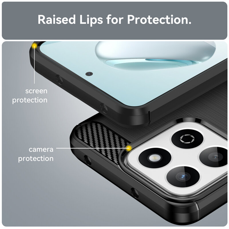 Husa Honor 200 Smart Techsuit Carbon Silicone, negru