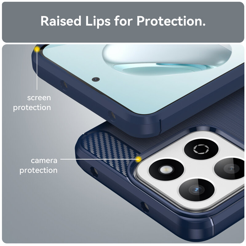 Husa Honor 200 Smart Techsuit Carbon Silicone, albastru