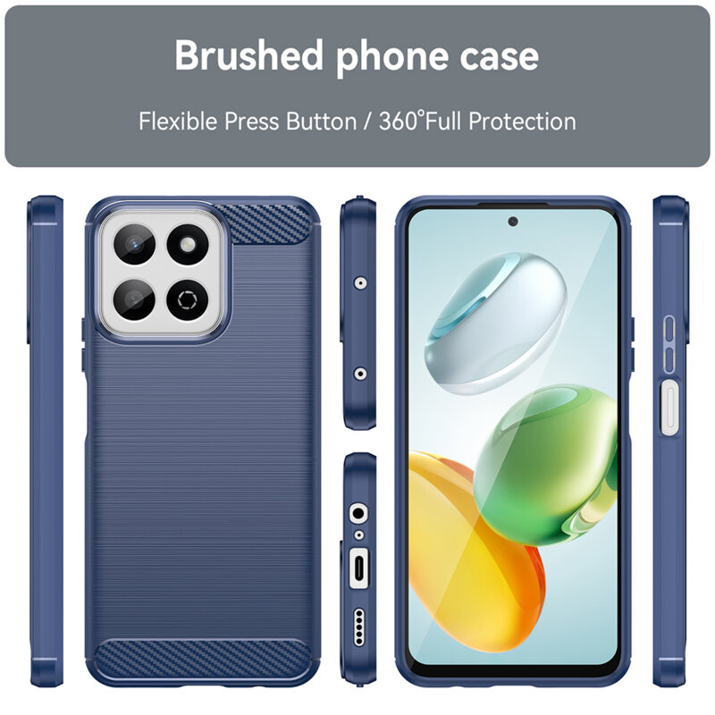 Husa Honor 200 Smart Techsuit Carbon Silicone, albastru