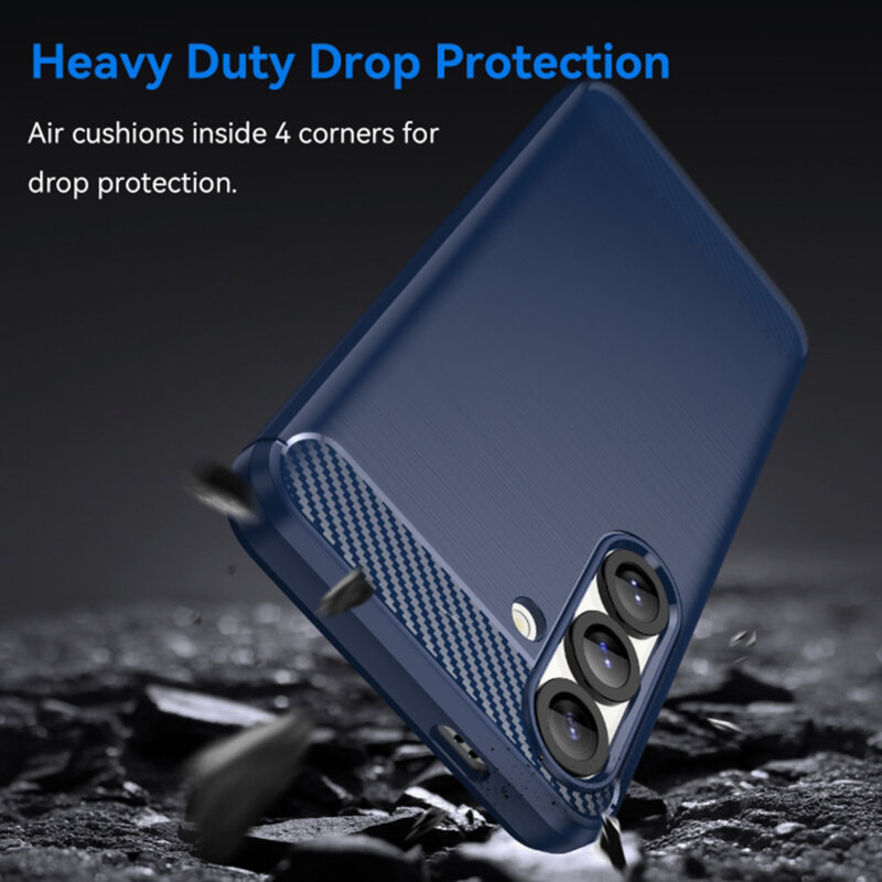 Husa Samsung Galaxy S25 Techsuit Carbon Silicone, albastru