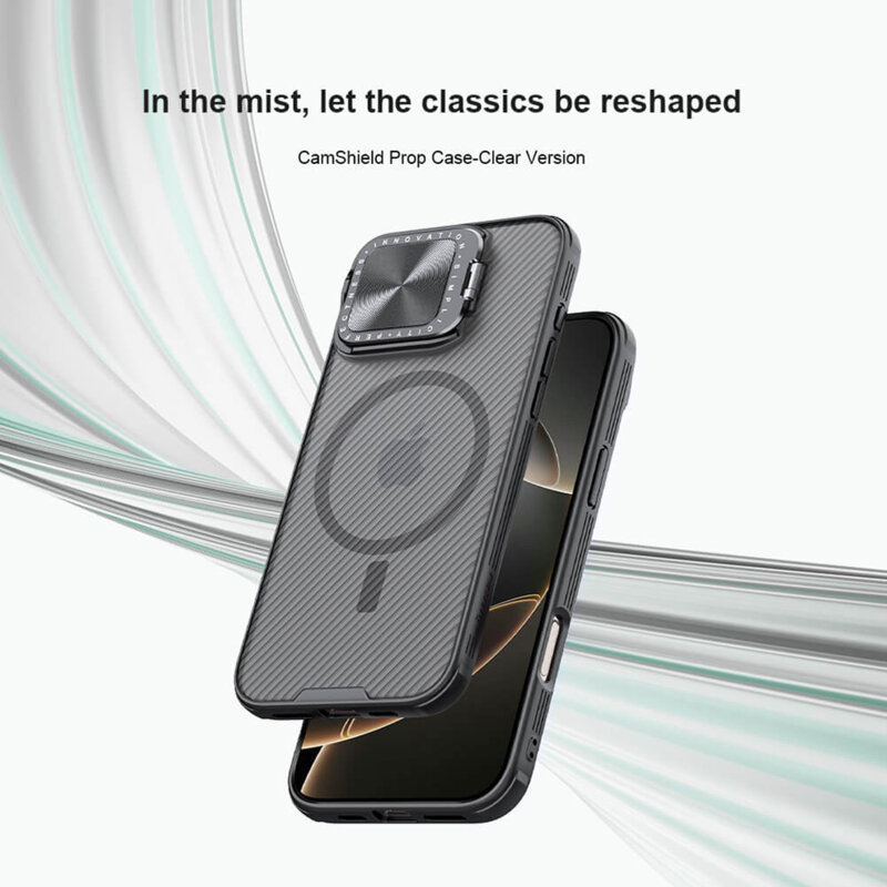 Husa iPhone 16 Pro Max Nillkin CamShield Prop Magnetic, negru/transparenta