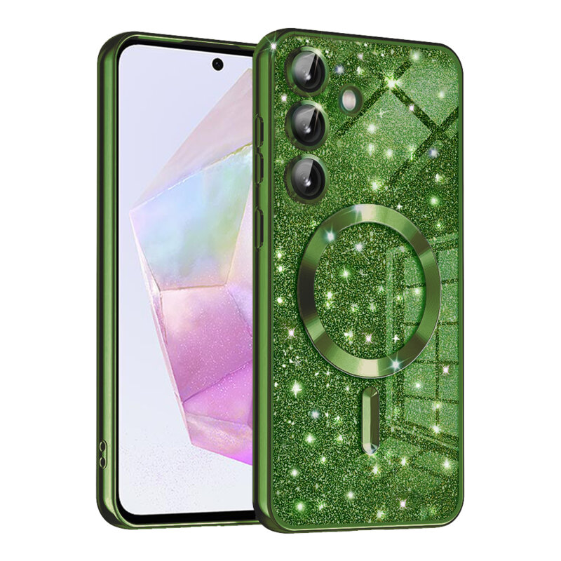 Husa premium Samsung Galaxy A35 5G Techsuit Luxury Glitter MagSafe, verde
