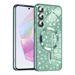 Husa premium Samsung Galaxy A35 5G Techsuit Luxury Glitter MagSafe, verde deschis