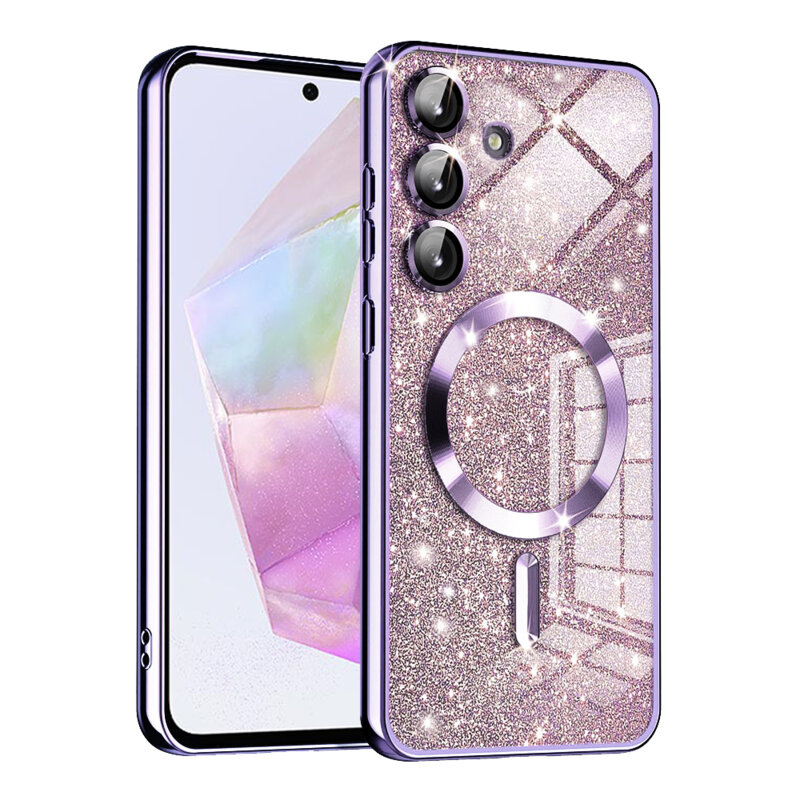 Husa premium Samsung Galaxy A35 5G Techsuit Luxury Glitter MagSafe, mov deschis