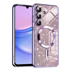 Husa premium Samsung Galaxy A15 4G Techsuit Luxury Glitter MagSafe, mov deschis