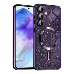 Husa premium Samsung Galaxy A55 5G Techsuit Luxury Glitter MagSafe, mov