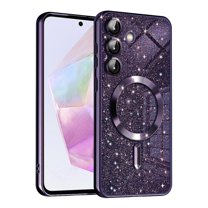 Husa premium Samsung Galaxy A35 5G Techsuit Luxury Glitter MagSafe, mov