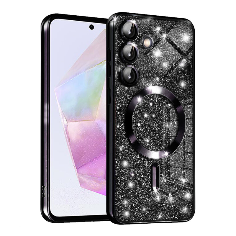 Husa premium Samsung Galaxy A35 5G Techsuit Luxury Glitter MagSafe, negru