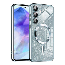 Husa premium Samsung Galaxy A55 5G Techsuit Luxury Glitter MagSafe, bleu