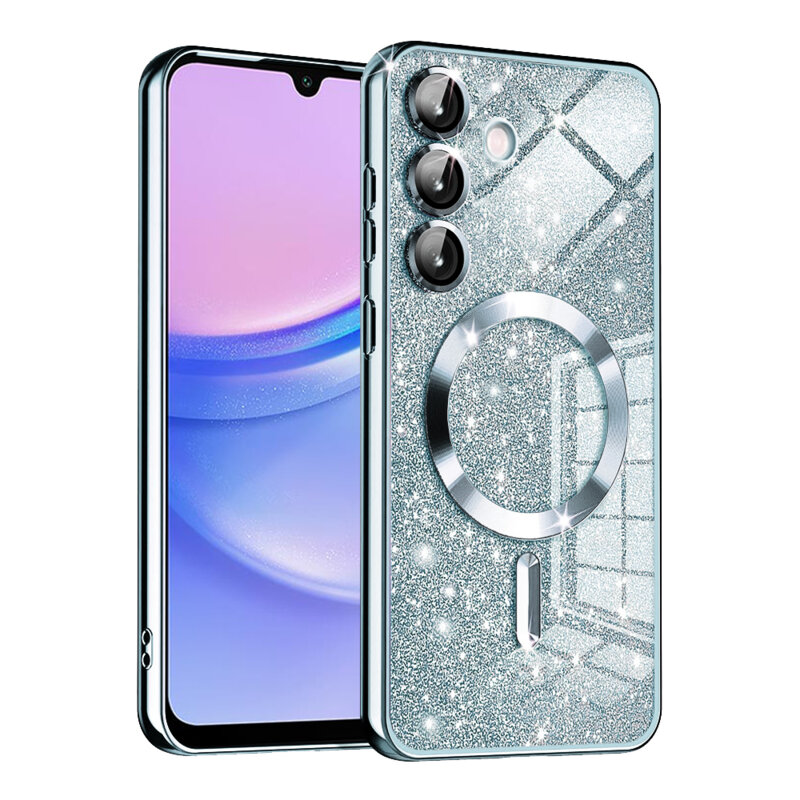 Husa premium Samsung Galaxy A15 4G Techsuit Luxury Glitter MagSafe, bleu