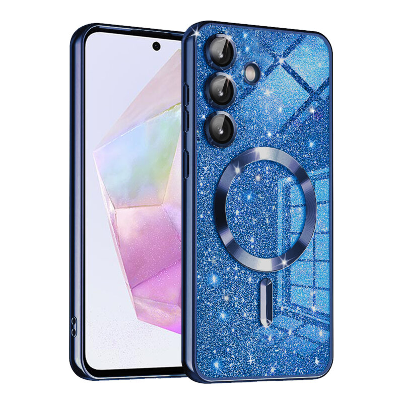 Husa premium Samsung Galaxy A35 5G Techsuit Luxury Glitter MagSafe, albastru