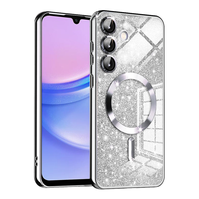 Husa premium Samsung Galaxy A15 5G Techsuit Luxury Glitter MagSafe, argintiu