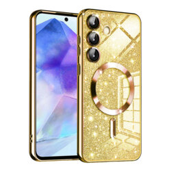 Husa premium Samsung Galaxy A55 5G Techsuit Luxury Glitter MagSafe, auriu