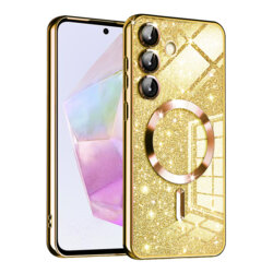 Husa premium Samsung Galaxy A35 5G Techsuit Luxury Glitter MagSafe, auriu