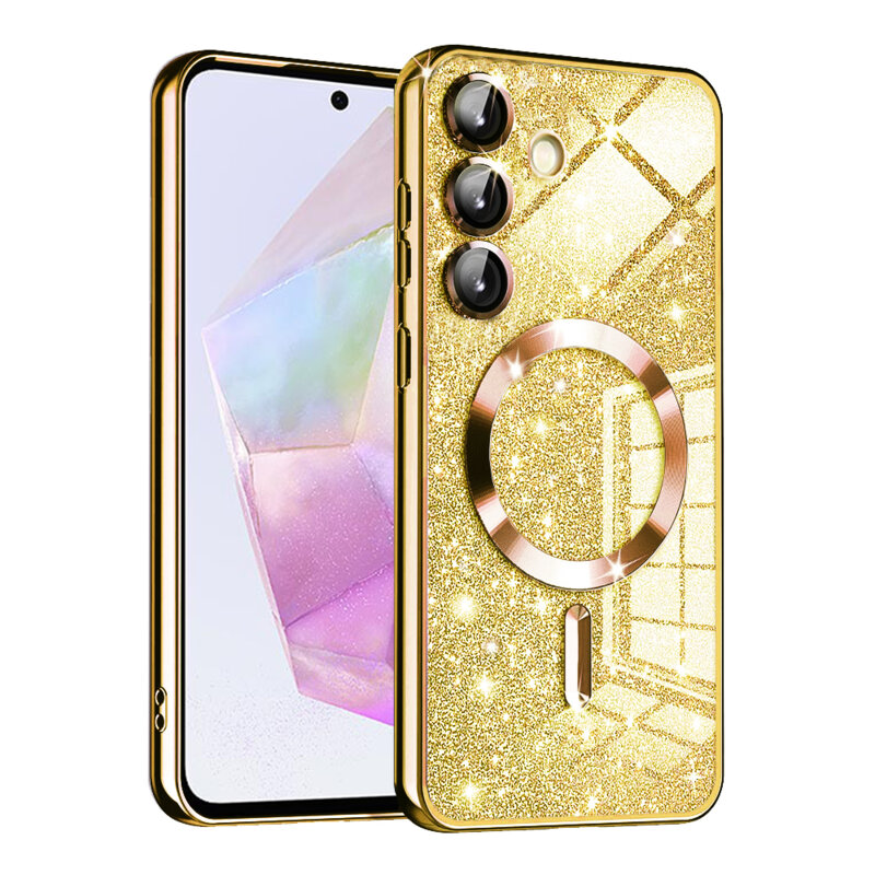 Husa premium Samsung Galaxy A35 5G Techsuit Luxury Glitter MagSafe, auriu