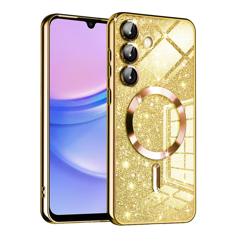 Husa premium Samsung Galaxy A15 4G Techsuit Luxury Glitter MagSafe, auriu