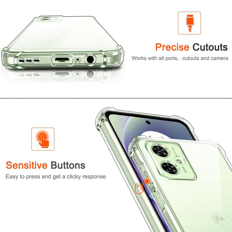 Husa Motorola Moto G55 Techsuit Shockproof Clear Silicone, transparenta