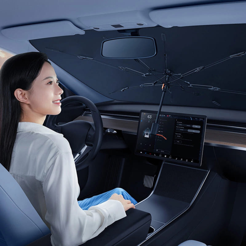 Parasolar auto pliabil tip umbrela Baseus, negru, 142 x 75cm