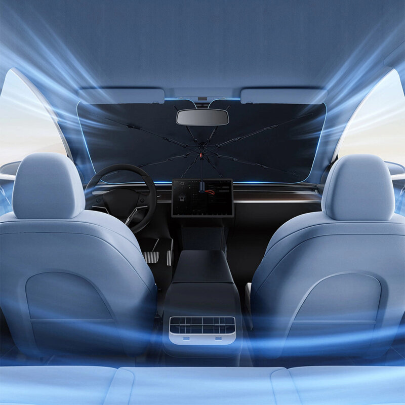 Parasolar auto pliabil tip umbrela Baseus, negru, 142 x 75cm