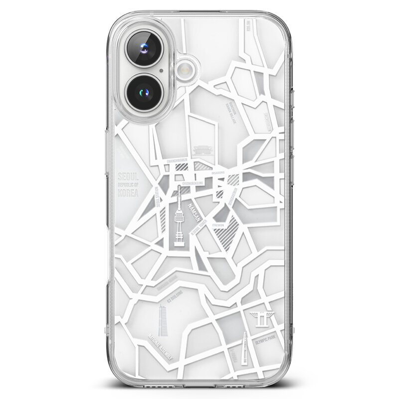 Husa iPhone 16 Ringke Fusion Design, Seoul Map White