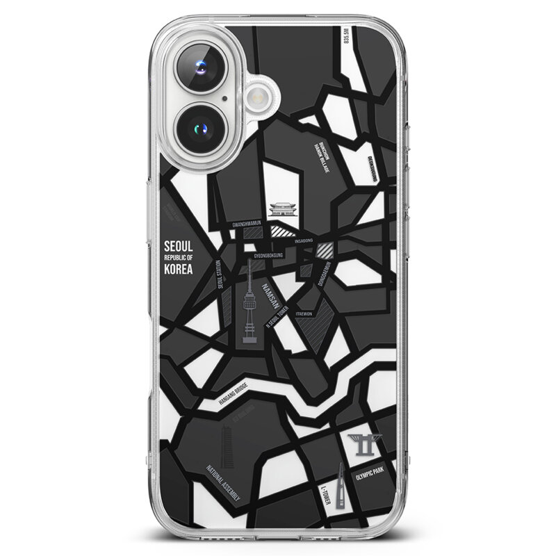 Husa iPhone 16 Ringke Fusion Design, Seoul Map Black