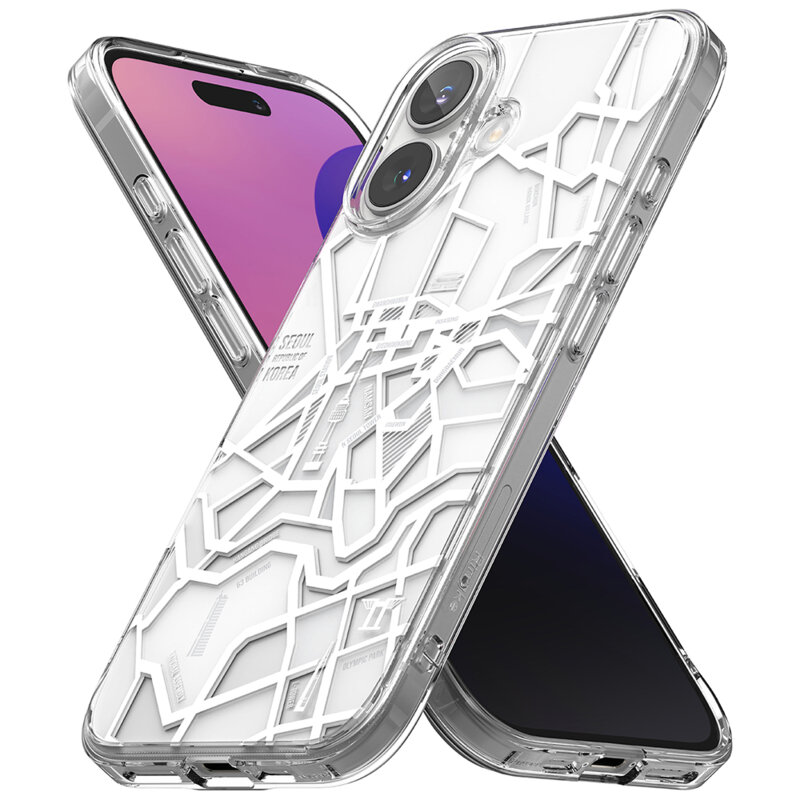 Husa iPhone 16 Ringke Fusion Design, Seoul Map White