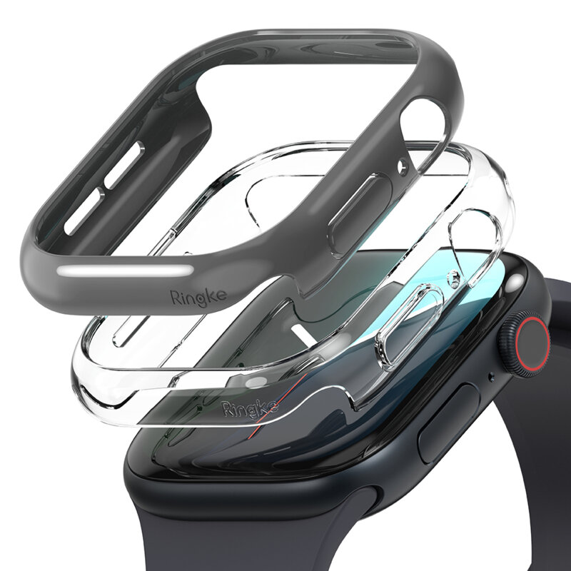 [Pachet 2x] Husa Apple Watch 10 42mm Ringke Slim, transparenta / gri