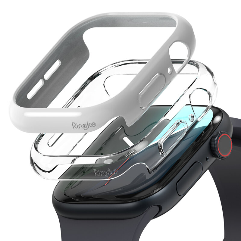 [Pachet 2x] Husa Apple Watch 10 46mm Ringke Slim, transparenta / gri