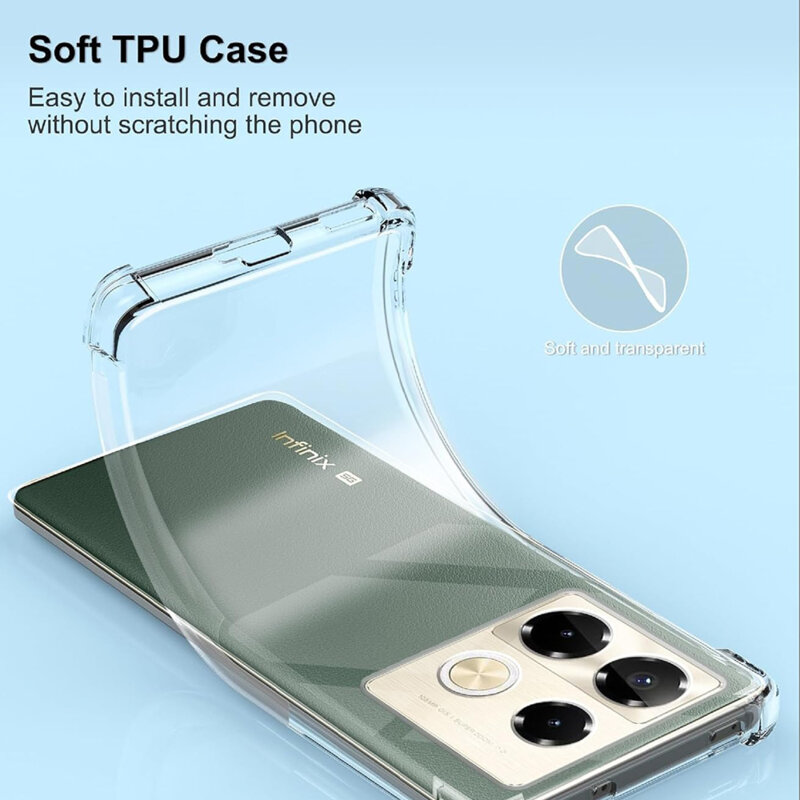 Husa Infinix Note 40 Techsuit Shockproof Clear Silicone, transparenta
