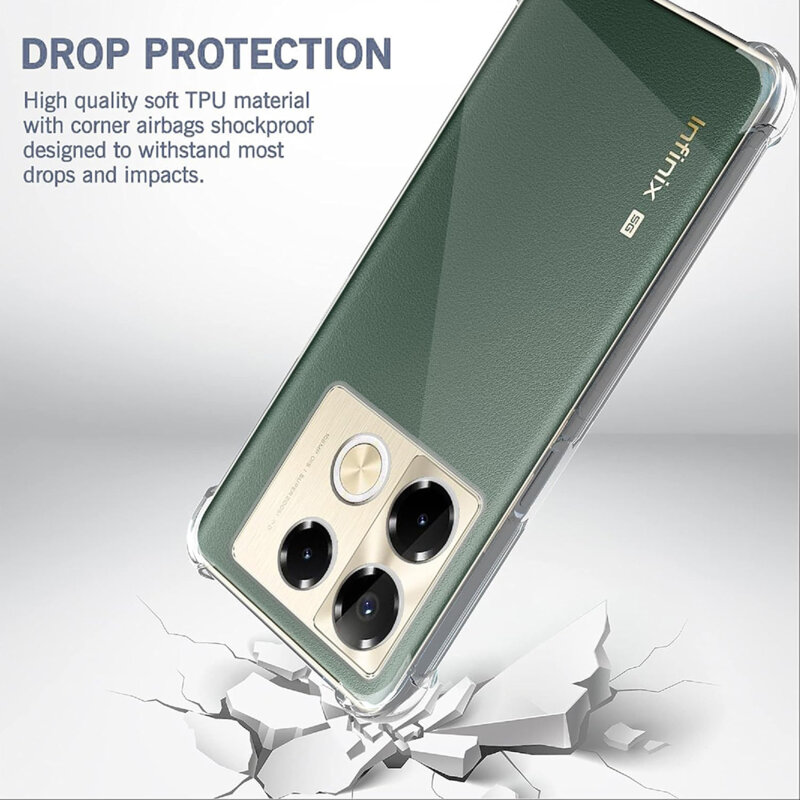 Husa Infinix Note 40 Techsuit Shockproof Clear Silicone, transparenta