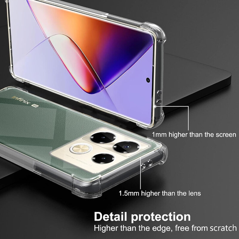 Husa Infinix Note 40 Techsuit Shockproof Clear Silicone, transparenta