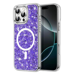 Husa cu sclipici iPhone 16 Pro Max Techsuit Sparkly Glitter MagSafe, mov