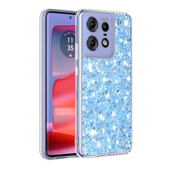 Husa cu sclipici Motorola Edge 50 Pro Techsuit Sparkly Glitter, bleu