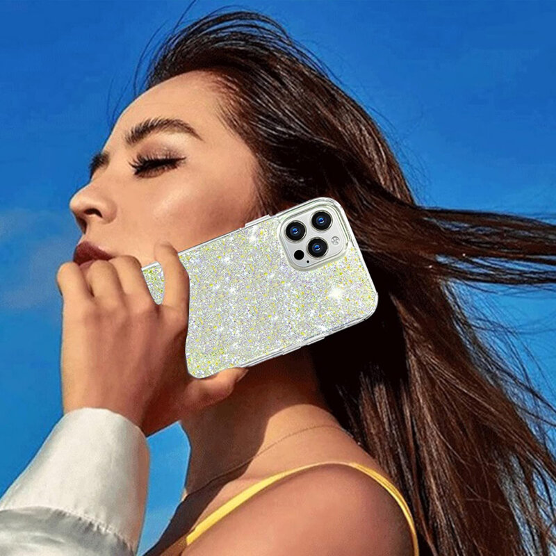 Husa cu sclipici Xiaomi Redmi Note 13 5G Techsuit Sparkly Glitter, bleu