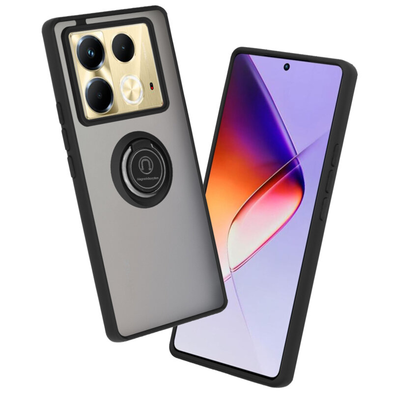 Husa Infinix Note 40 Techsuit Glinth cu inel suport stand magnetic, negru