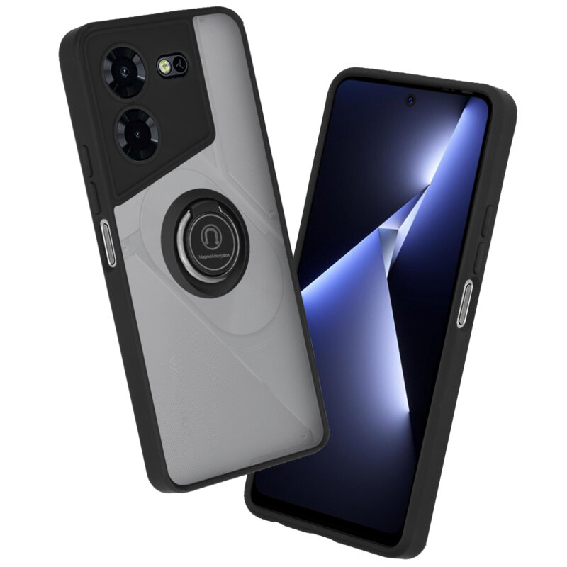 Husa Tecno Pova 5 Pro Techsuit Glinth cu inel suport stand magnetic, negru