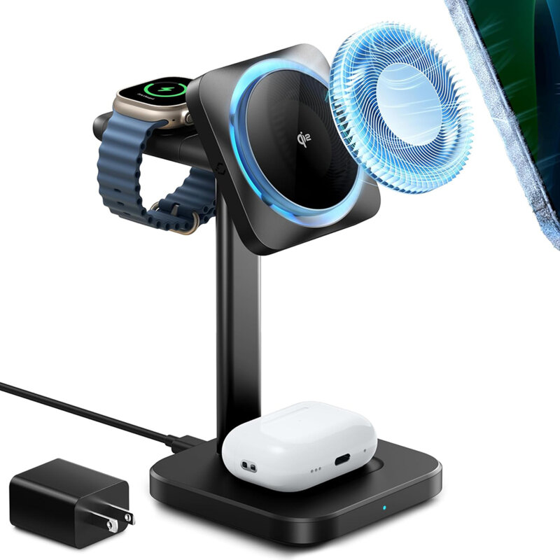 Statie MagSafe wireless + incarcator Apple Watch ESR HaloLock, negru