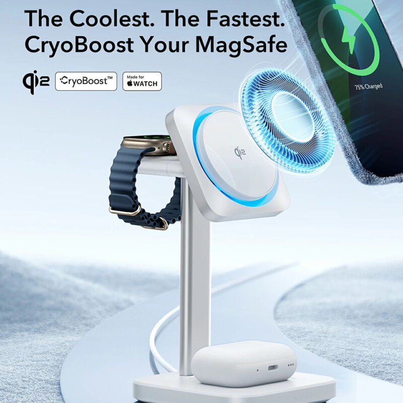 Statie MagSafe wireless + incarcator Apple Watch ESR HaloLock, negru