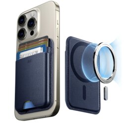 Portofel MagSafe ESR Wallet Boost premium pentru 4 carduri, bleumarin