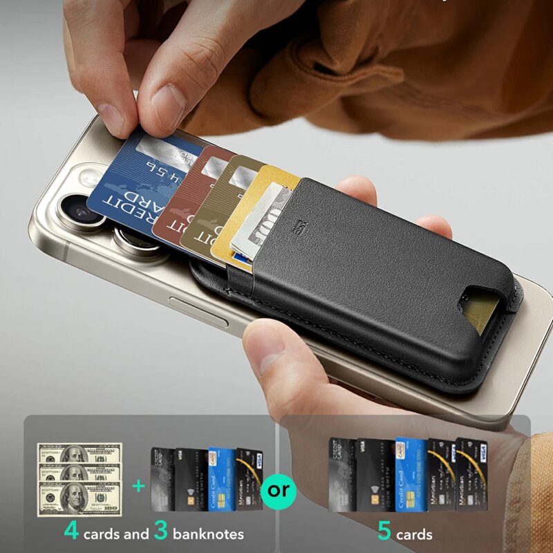 Portofel MagSafe ESR Wallet Boost premium pentru 4 carduri, bleumarin