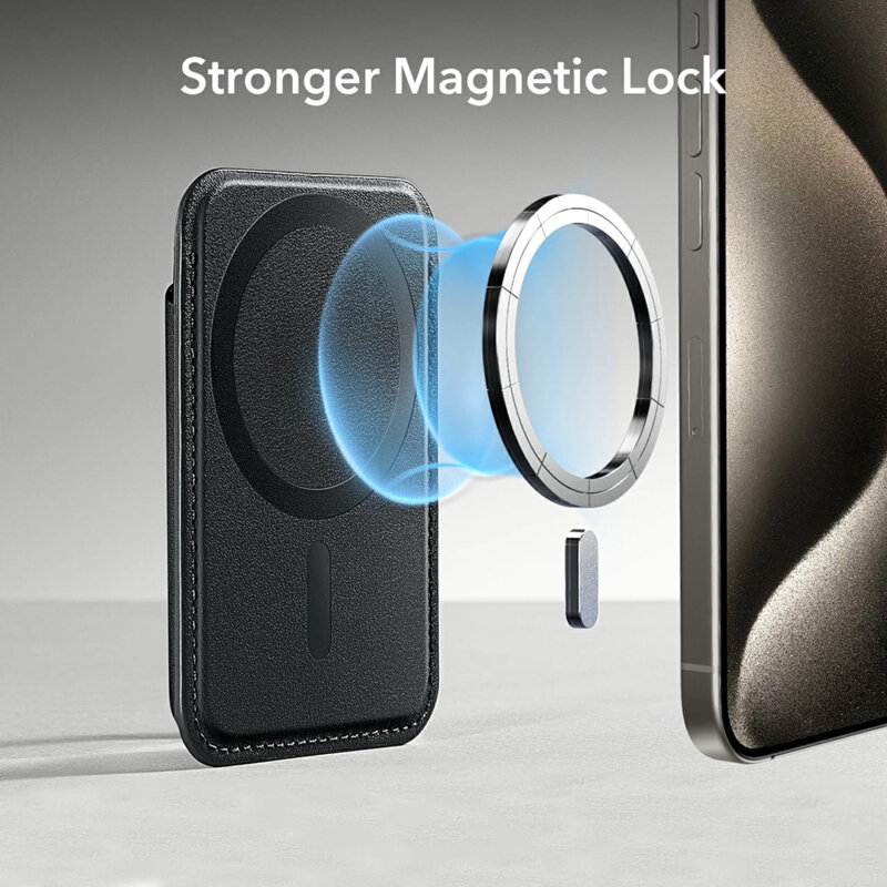 Portofel MagSafe ESR Wallet Boost premium pentru 4 carduri, negru