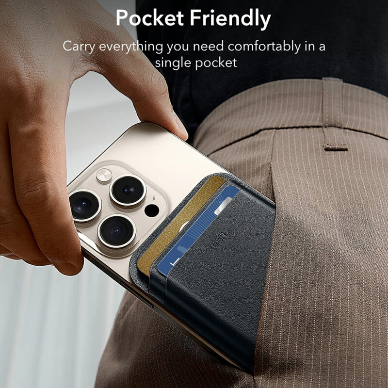 Portofel MagSafe ESR Wallet Boost premium pentru 4 carduri, negru