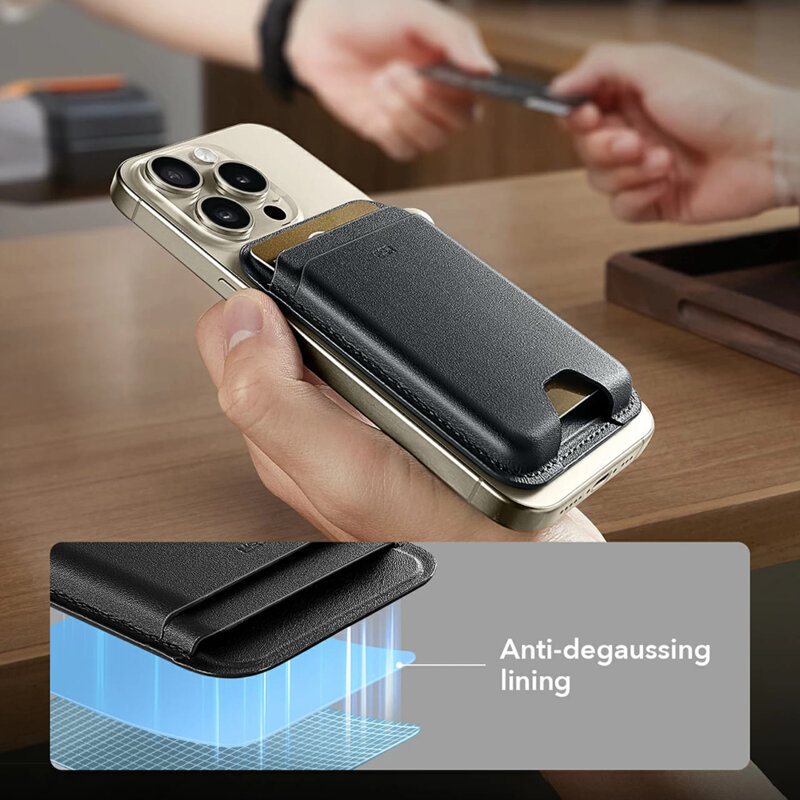 Portofel MagSafe ESR Wallet Boost premium pentru 4 carduri, negru