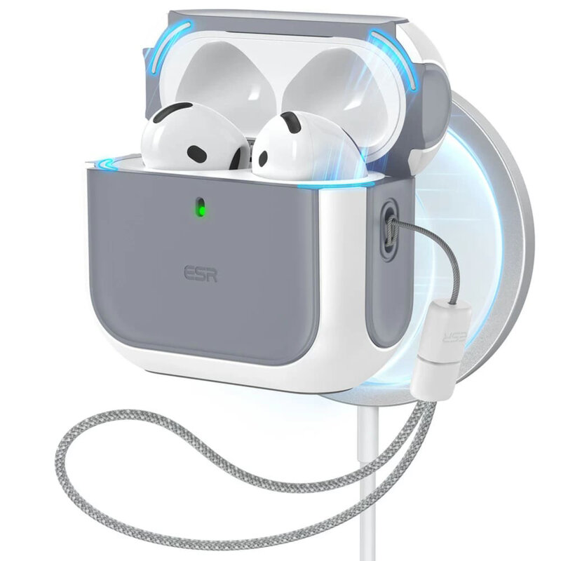 Husa Apple AirPods 4 ESR Orbit Hybrid HaloLock, alb