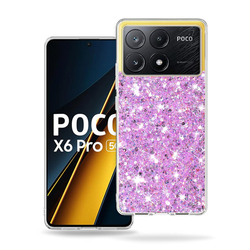 Husa cu sclipici Xiaomi Poco X6 Pro Techsuit Sparkly Glitter, magenta