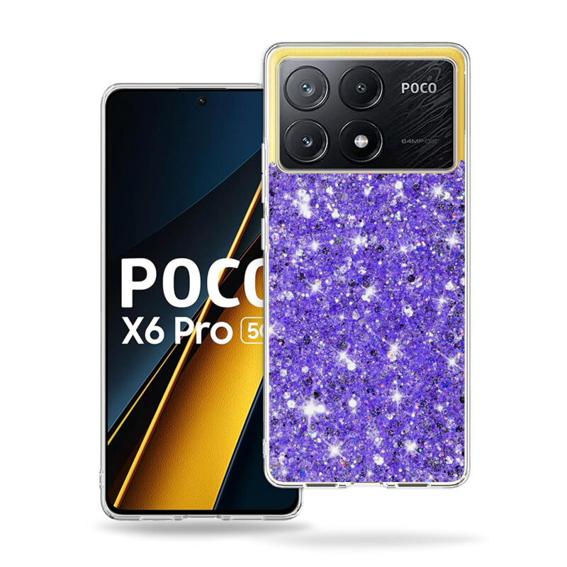 Husa cu sclipici Xiaomi Poco X6 Pro Techsuit Sparkly Glitter, mov