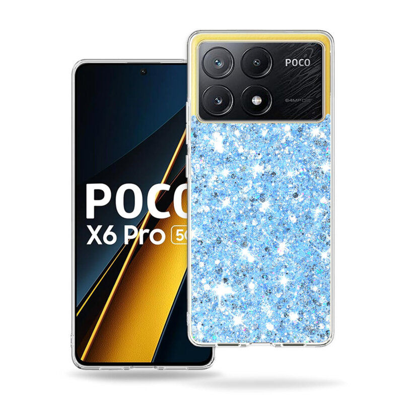 Husa cu sclipici Xiaomi Poco X6 Pro Techsuit Sparkly Glitter, bleu