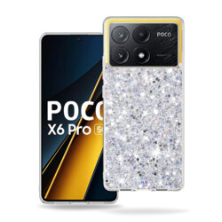 Husa cu sclipici Xiaomi Poco X6 Pro Techsuit Sparkly Glitter, alb