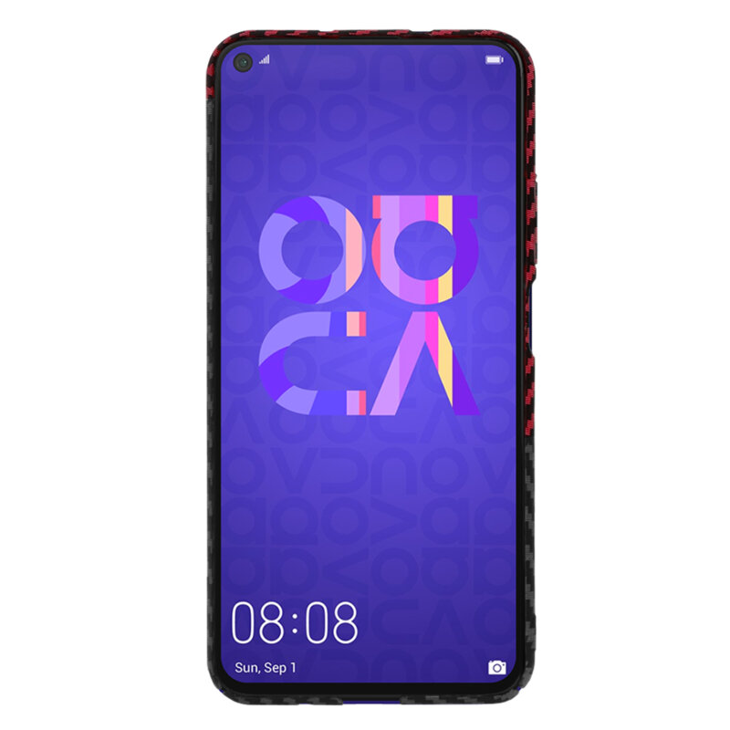 Husa Huawei Nova 5T Techsuit Carbonite FiberShell, rosu inchis